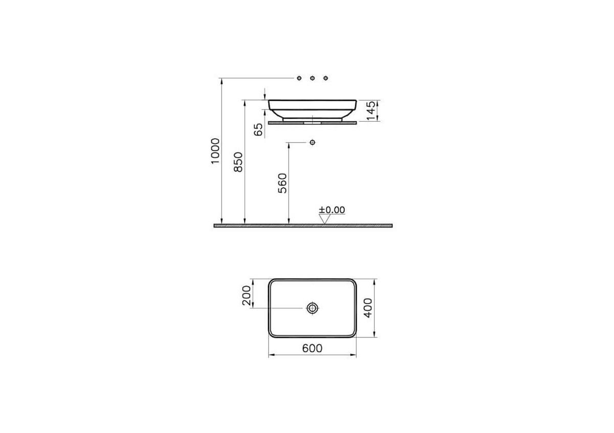Vitra Water Jewels Dikdörtgen Tezgahüstü Lavabo Altın 60cm4442B072-0016
