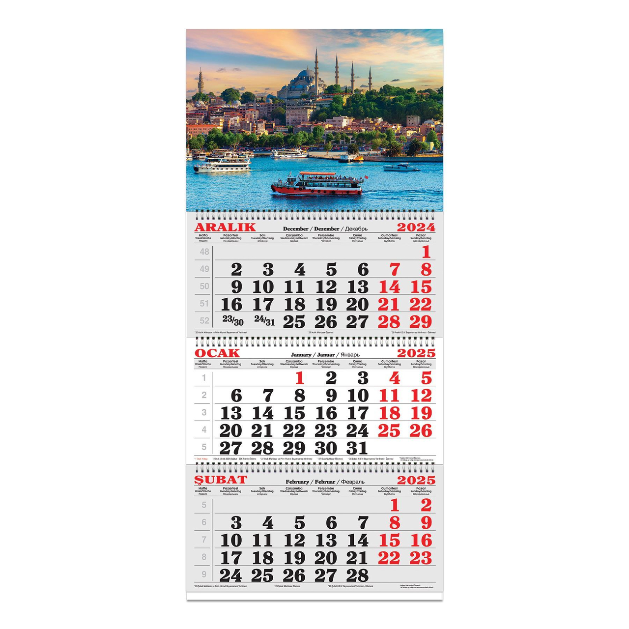 2025-3 Aylık Spiralli Jumbo Denizci Takvim-İstanbul