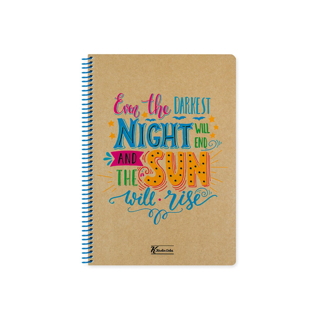 Çizgili Spiralli Sert Kapak Defter Doodles Sun Will Rise 16,5*22,5 80 Yp.