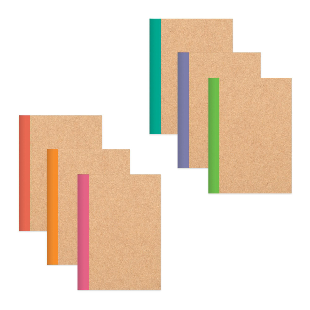 Çizgili Stickerli Kraft Kapak Defter 6'lı Set 18,5*26 50 Yp.