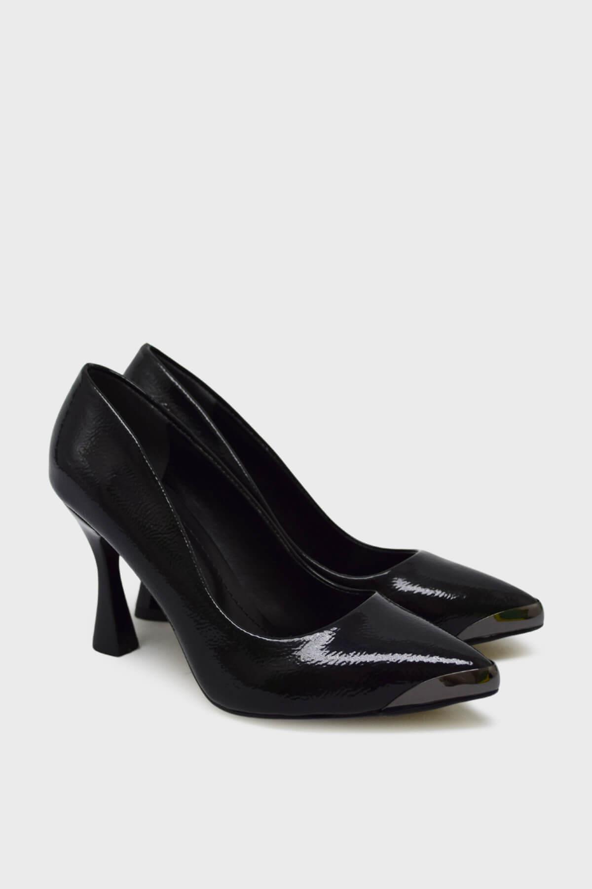 Kanuga Kadın Kadeh Topuk Stiletto Ayakkabı Siyah Rugan LPA1302