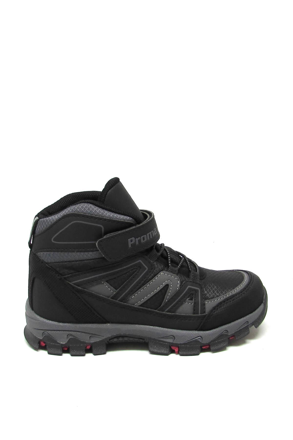 Promax Unisex Çocuk Cırtlı Spor Bot Siyah Gri PRMX-1726