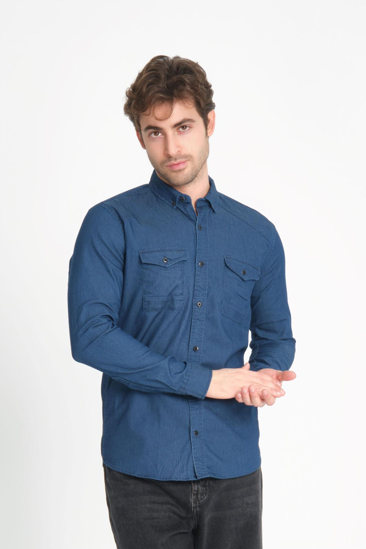 Men denim shirt wholesale Blue color 686383