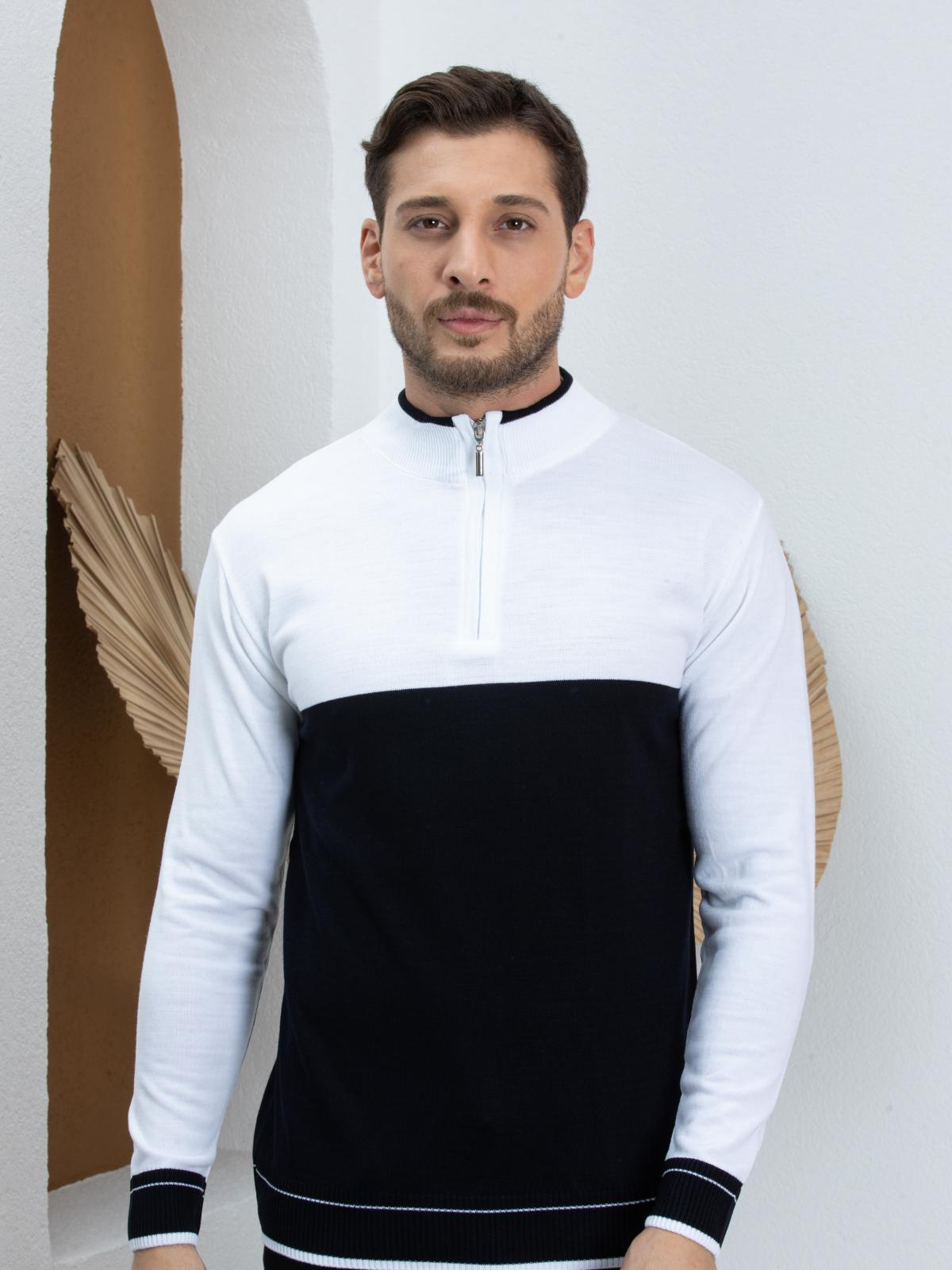 Men zip-neck sweater wholesale White color 677216