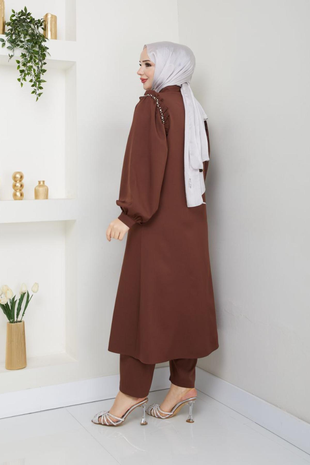 Wholesale Women Brown Hijab Hijab Suit 720750