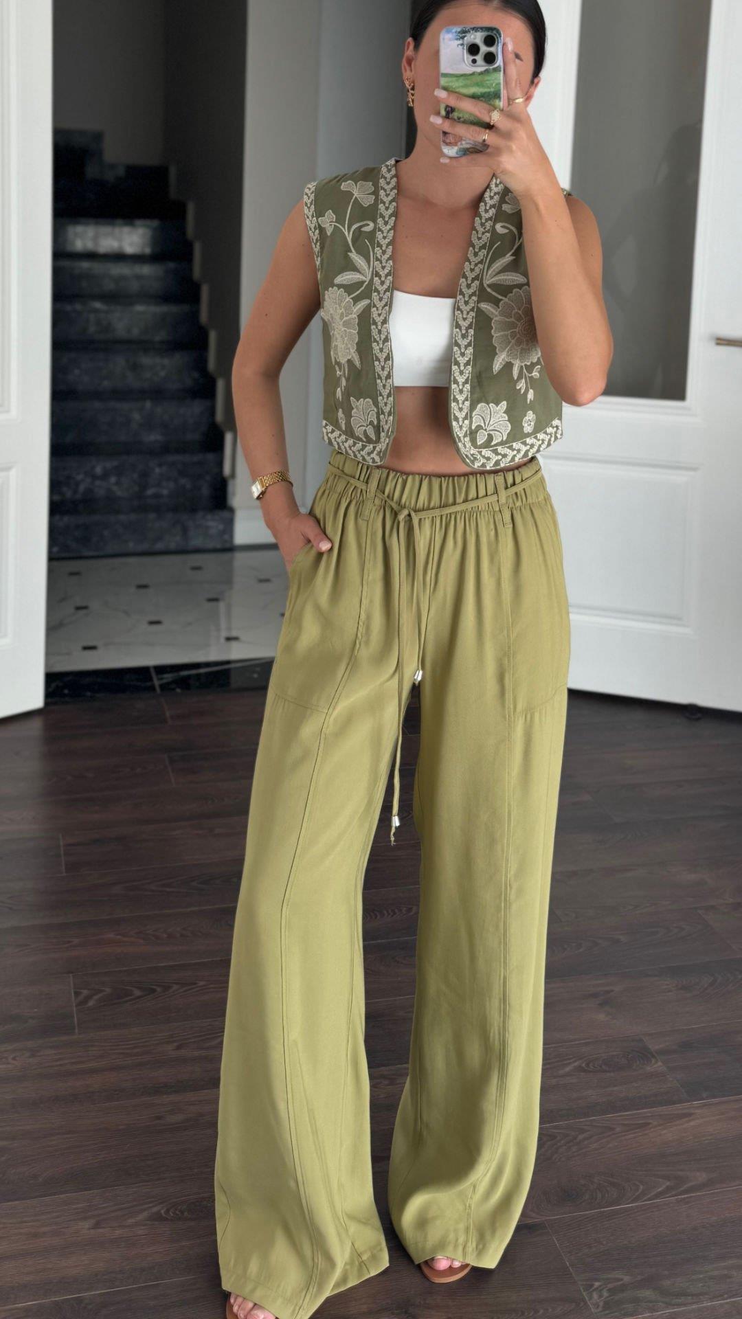 Sandy Yağ Yeşili Pantolon