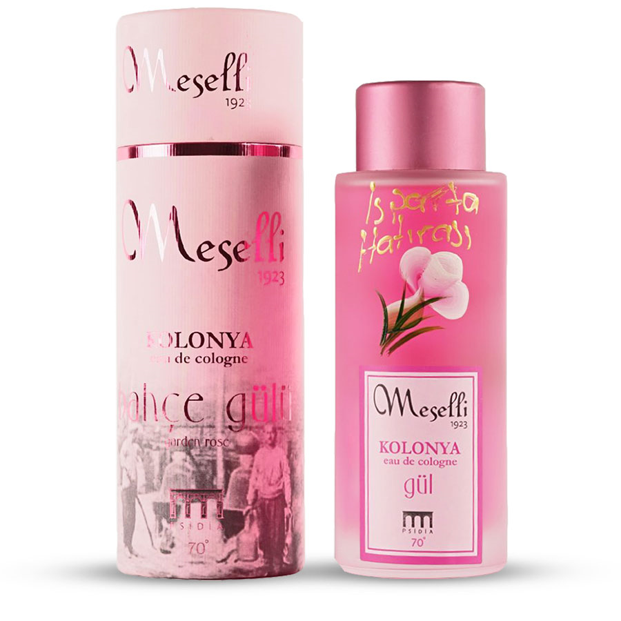 Gül Kolonya El Boyama Desenli Cam Şişe 240 Ml -Meselli Isparta