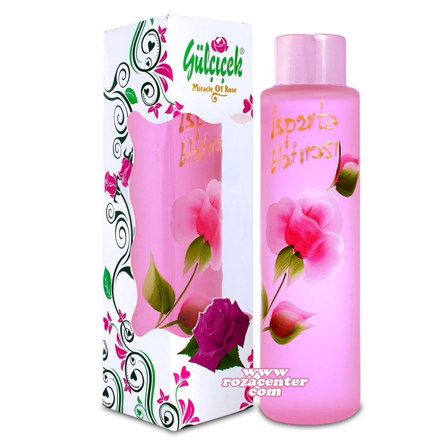 Gül Kolonya Gül Motifli Silindir Cam Şişe 370 Ml -Gülçiçek Isparta