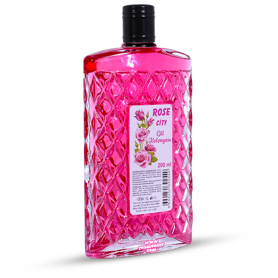 Gül Kolonya Kristal Yassı Şekil Cam Şişe 200 Ml -Rosecity Isparta