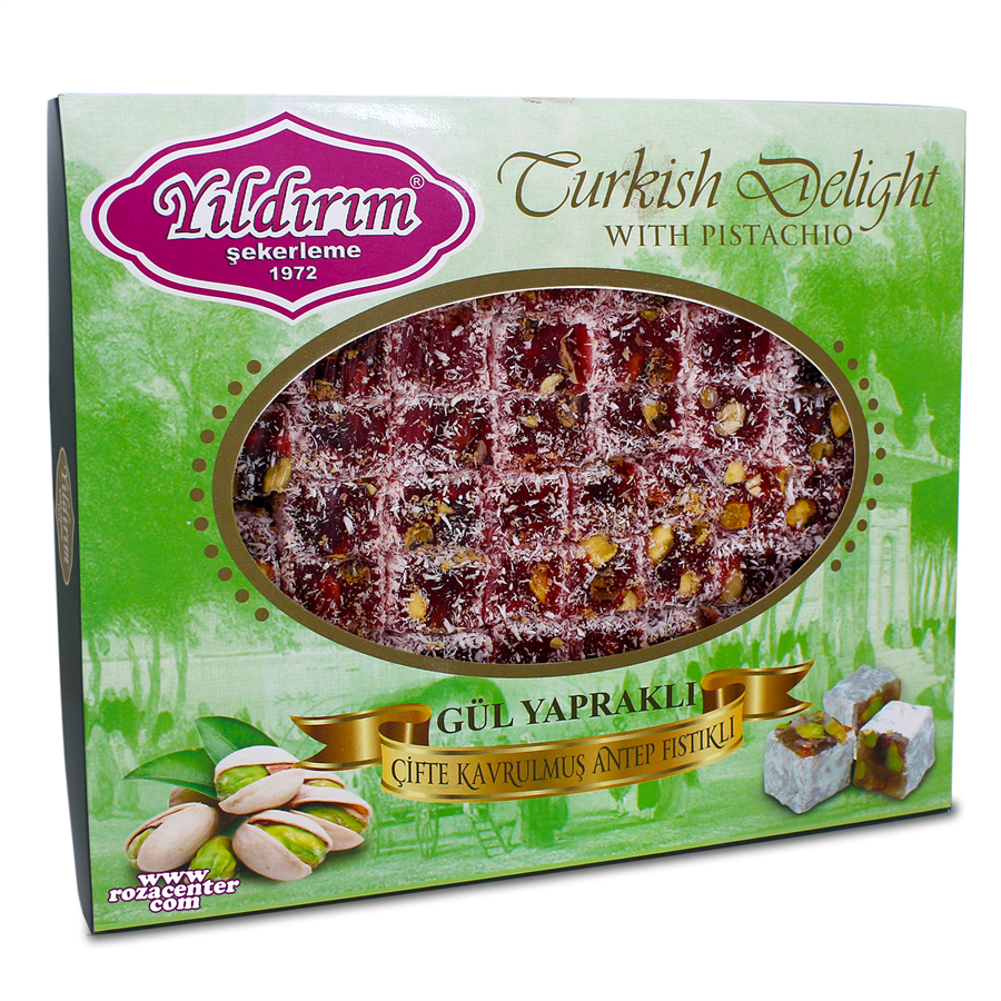 Gül Yapraklı Antep Fıstıklı Gül Lokumu 300 Gr -Yıldırım Şekerleme Isparta