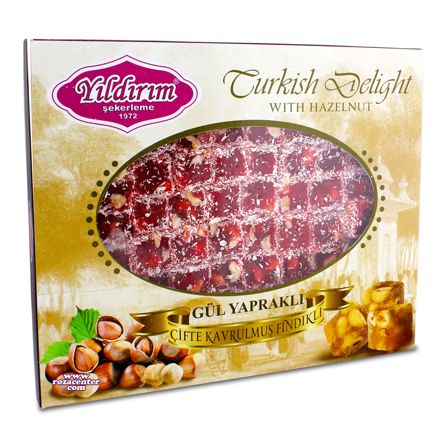 Gül Yapraklı Fındıklı Gül Lokumu 300 Gr -Yıldırım Şekerleme Isparta