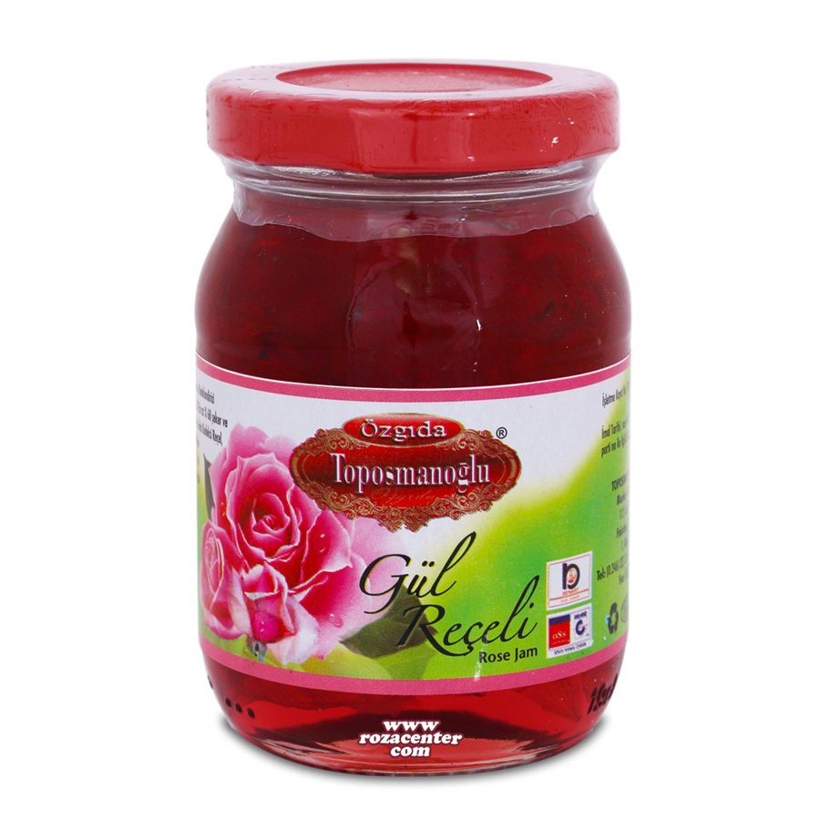 Kırmızı Renkli Gül Reçeli Cam Kavanoz 220 Gr -Öz Gıda Isparta