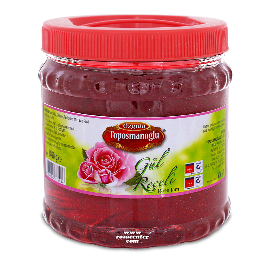 Kırmızı Renkli Gül Reçeli Pvc Kavanoz 1400 Gr -Öz Gıda Isparta