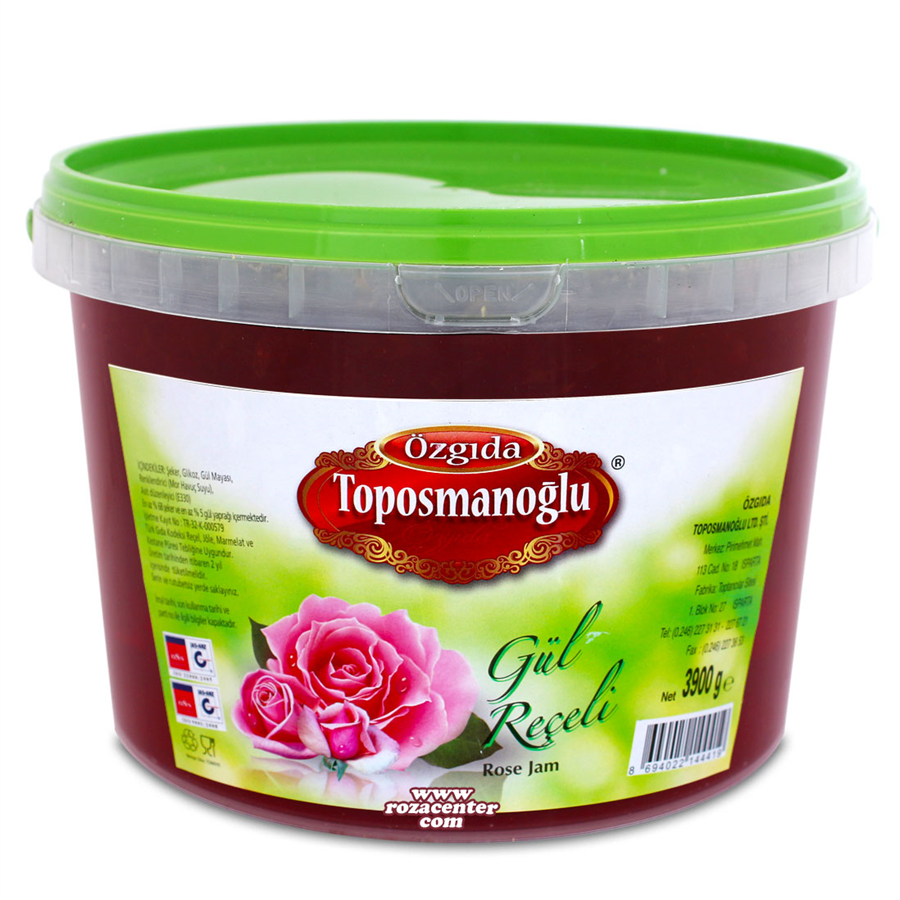 Kırmızı Renkli Gül Reçeli Pvc Kavanoz 3900 Gr -Öz Gıda Isparta
