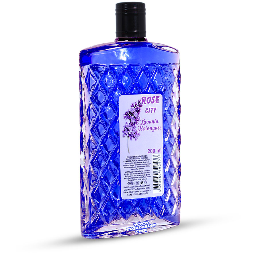 Lavanta Kolonya Yassı Kristal Cam Şişe 200 Ml -Isparta Rosecity