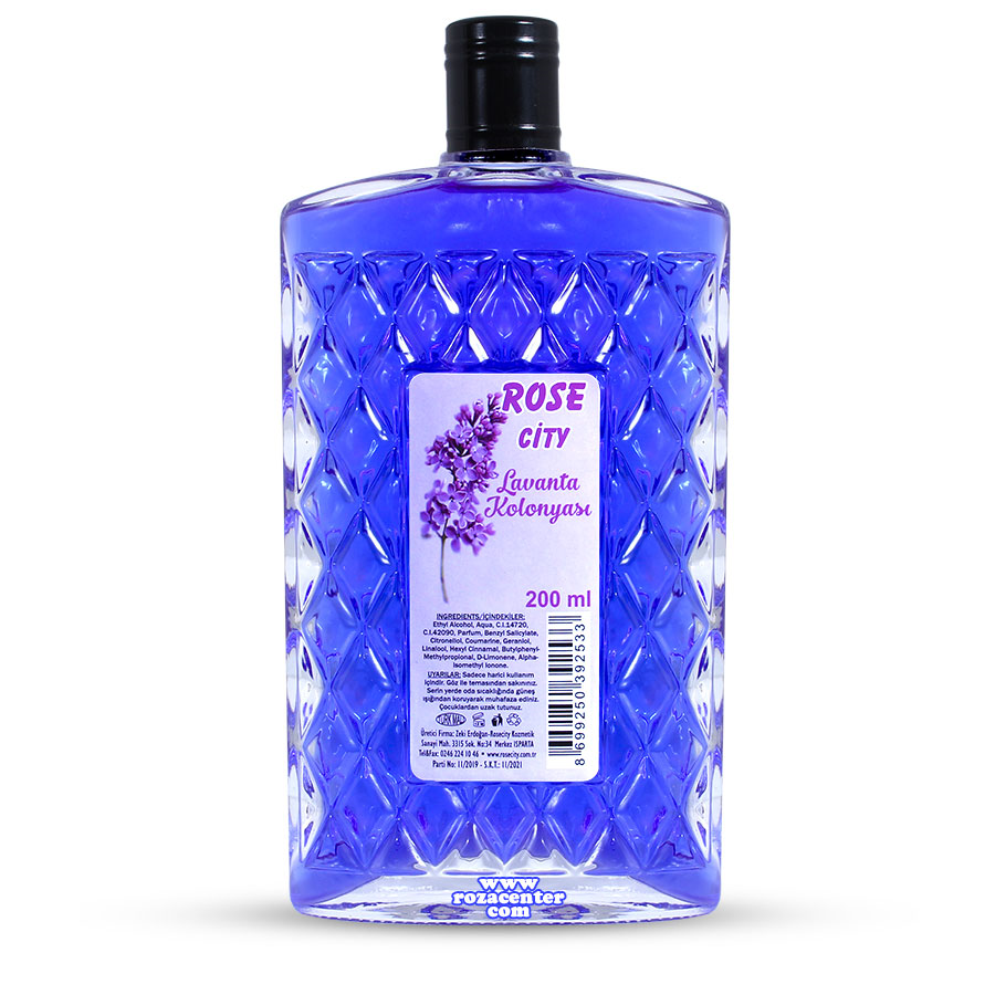 Lavanta Kolonya Yassı Kristal Cam Şişe 200 Ml -Isparta Rosecity