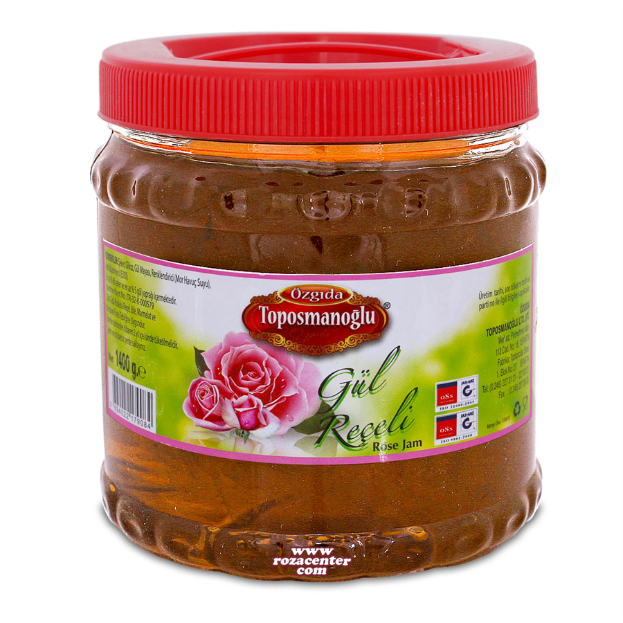 Renksiz Naturel Gül Reçeli Pvc Kavanoz 1400 Gr Sarı Renk -Öz Gıda Isparta