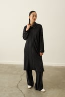 Belisa Fleto Cepli Örme Rayon Pantolonlu Takım SİYAH