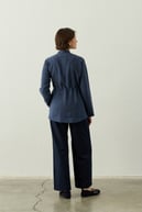 Candy Fermuarlı Bağcıklı Tencel Kap İNDİGO