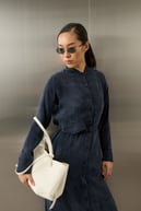 Capri Asimetrik Cepli Uzun Lyocell Tunik LACİVERT