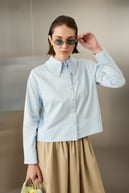 Cherry Dikiş Detaylı Pamuklu Gömlek BEBE MAVİSİ