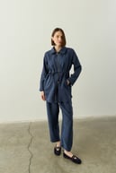 City Nakış ve Taş İşlemeli Tencel Pantolonlu Takım İNDİGO