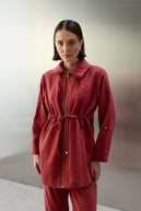 City Nakış ve Taş İşlemeli Tencel Pantolonlu Takım BORDO
