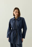 City Nakış ve Taş İşlemeli Tencel Pantolonlu Takım İNDİGO