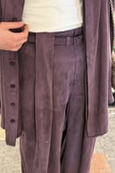 Como Seyyar Kemerli Pileli Lyocell Pantolon MÜRDÜM