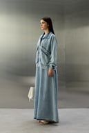 Felicia Taşlı Fermuarlı Tencel İçlik Elbiseli Takım AÇIK MAVİ