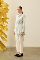 Linens Seyyar Kuşaklı Çizgili Pamuk Gömlek MİNT