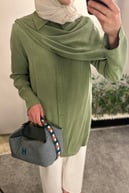 Motty Şal Detaylı Lyocell Gömlek YEŞİL