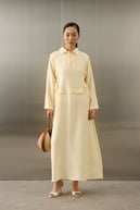 Pasion Fermuarlı D Tokalı Tencel Elbise EKRU