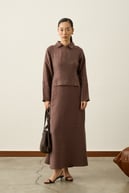 Pasion Fermuarlı D Tokalı Tencel Elbise KAHVERENGİ