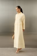Pasion Fermuarlı D Tokalı Tencel Elbise EKRU