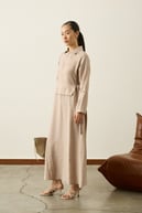Pasion Fermuarlı D Tokalı Tencel Elbise TAŞ