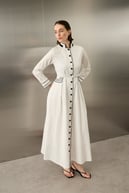 Queen Gabardin Kumaşlı Pamuklu Elbise BEYAZ