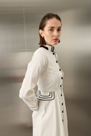Queen Gabardin Kumaşlı Pamuklu Elbise BEYAZ