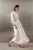 Queen Gabardin Kumaşlı Pamuklu Elbise BEYAZ