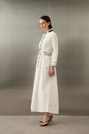 Queen Gabardin Kumaşlı Pamuklu Elbise BEYAZ