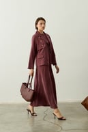 Riva Özel Çıtçıtlı Kemerli Lyocell İçlik Elbiseli Takım MÜRDÜM