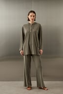 Stone Örme Rayon Eşofman Pantolonlu Takım HAKİ