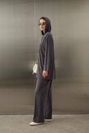 Stone Örme Rayon Eşofman Pantolonlu Takım GRİ