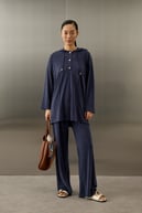 Stone Örme Rayon Eşofman Pantolonlu Takım LACİVERT