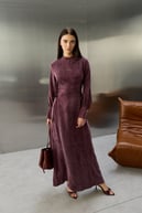 Suzy Yandan Bağlamalı Hakim Yaka Lyocell Elbise MÜRDÜM