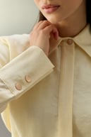 Tencel Jakarlı Düğmeli Basic Gömlek EKRU