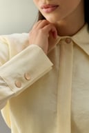 Tencel Jakarlı Düğmeli Basic Gömlek EKRU