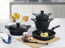 Schafer Felsen Kare Döküm Tencere Seti 7 Parça-Siyah