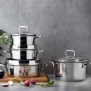 Schafer Stahl Çelik Tencere Seti 8 Parça-Inox