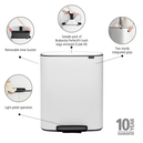 Brabantia Bo Beyaz Pedallı Çöp Kutusu 60 L (Plastik İç Kovalı) (BRA 211300)